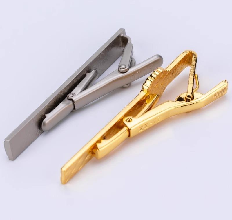 ネクタイピン おしゃれ メンズ フォーマル ビジネス 固定用 アクセサリー クリップ 上品 シンプル 合金 シルバー ゴールド 2個セット