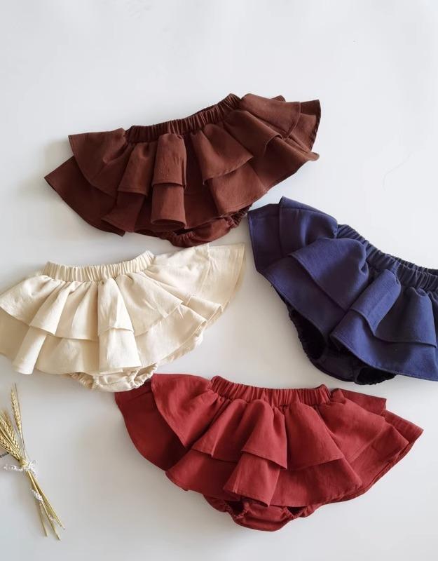 かぼちゃパンツ ベビー キッズ 女の子 秋 ボトムス ブルマスカート フリル ウエストゴム 着脱簡単 通気..