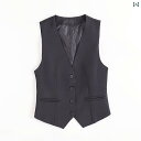 ベスト オフィス レディース 柔らかい きれいめ 春 シンプル ボタン スリム フィット レイヤード ショート 大きいサイズ ポケット シャツ セレモニー Vネック 黒 カーキ