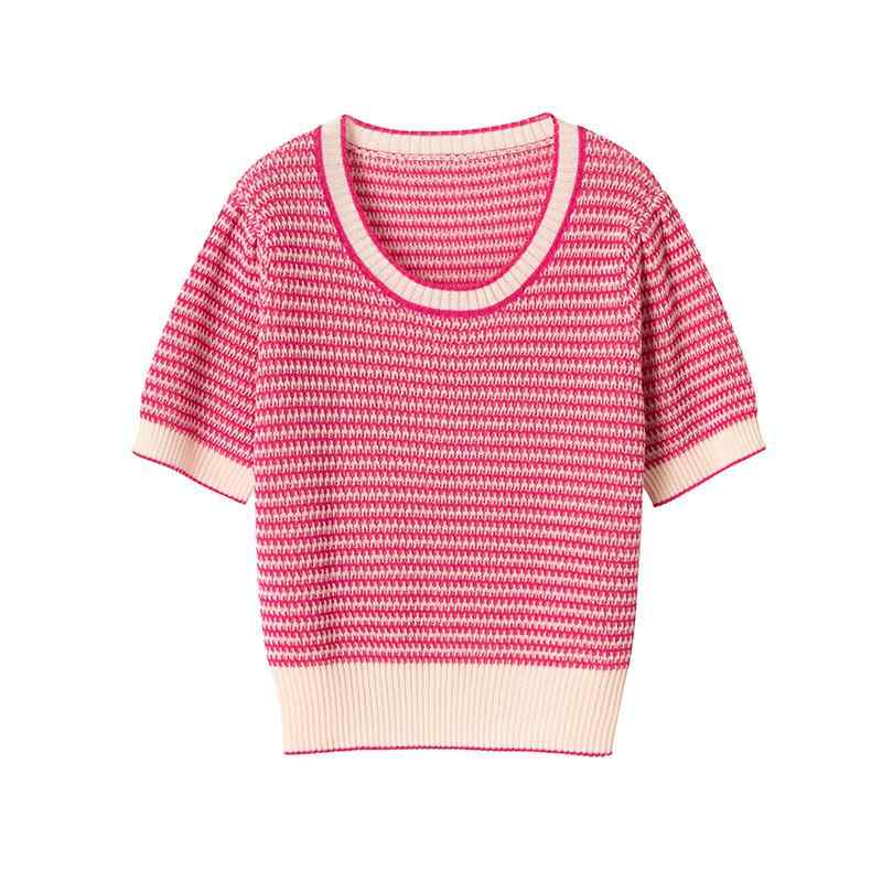 乐天商城 - Tシャツ レディース 半袖 トップス おしゃれ 夏 ボーダー ストライプ 配色 フレンチカジュアル ラフ
