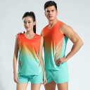 陸上 ユニフォーム レディース メンズ 柔らかい セットアップ ノースリーブ パンツ 競技 トレーニング スポーツ ウェア 大きいサイズ 伸縮性 黒 赤 緑 グ...