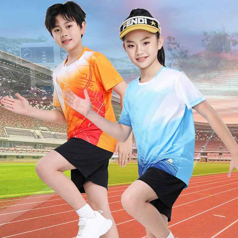 陸上 ユニフォーム 男子 女子 キッズ 柔らかい セットアップ 半袖 パンツ 競技 トレーニング チーム スポーツ ウェア プリント 通気性 ラウンドネック 大きいサイズ 青 オレンジ 緑