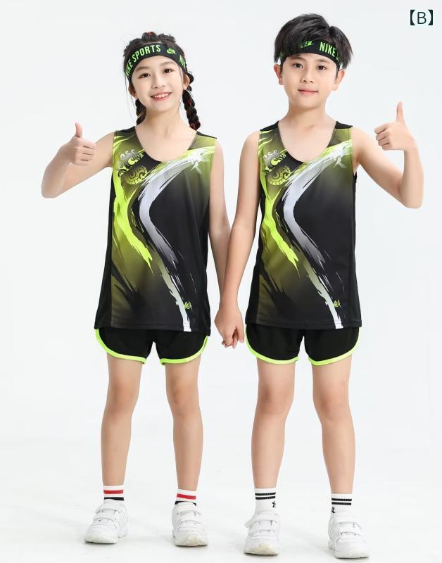 陸上 ユニフォーム 男子 女子 キッズ 柔らかい セットアップ パンツ ノースリーブ 競技 トレーニング チーム スポーツ ウェア 通気性 ラウンドネック 大きいサイズ 大人 赤 黒 オレンジ