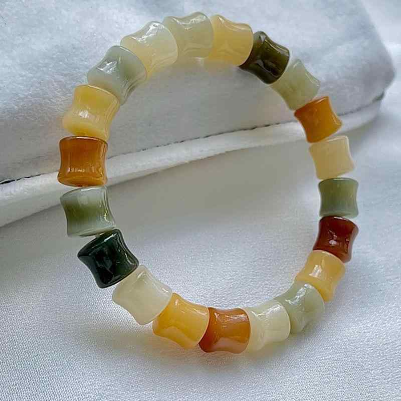 ブレスレット レディース メンズ アクセサリー 菩提根 竹モチーフ ビーズ 光沢 エスニック おしゃれ カラフル 赤 プレゼント 誕生日