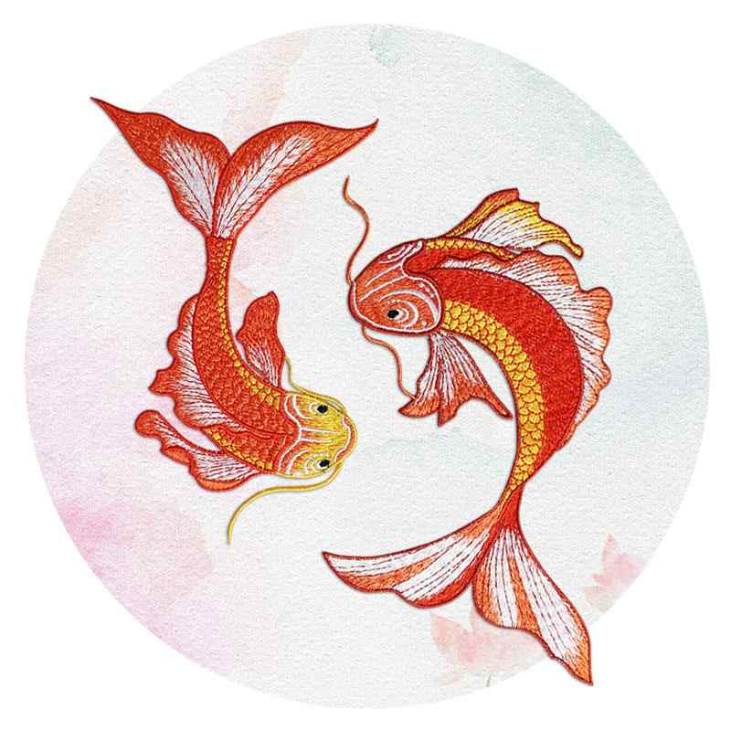 花 刺繍 ワッペン 鯉 韓服 チャイナ風 装飾 ハンドメイド 手縫い 青 黒 グレー 手芸 リメイク おしゃれ..