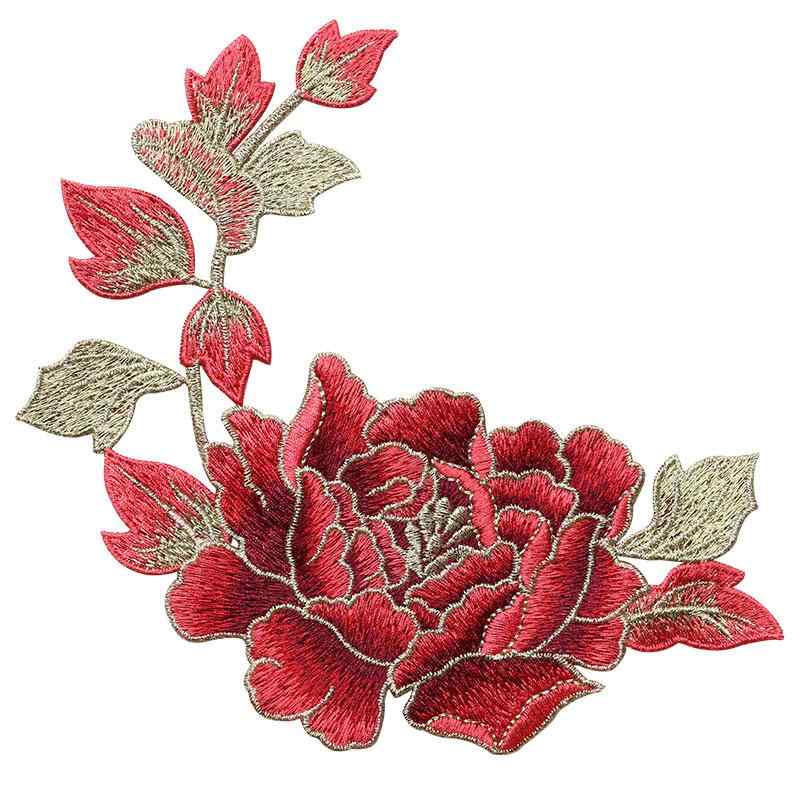 花 刺繍 ワッペン 牡丹 チャイナ風 韓服 装飾 手縫い 赤 青 紫 ハンドメイド リメイク 手芸 おしゃれ ..