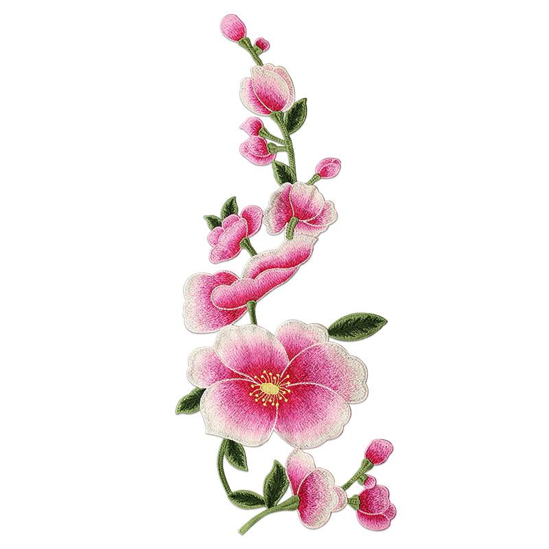 花 刺繍 ワッペン ピンク 布 衣類 エスニック 手縫い 大きめ ハンドメイド リメイク 手芸 ワンポイント おしゃれ レトロ 柔らかい 個性的