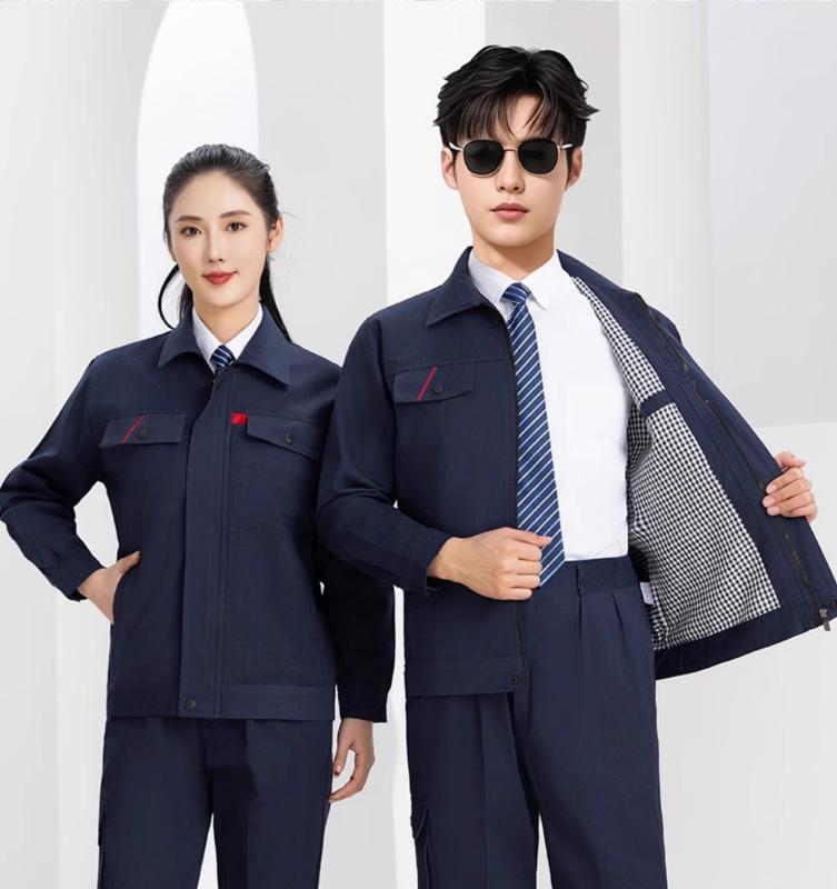 楽天フロントップ楽天市場店作業服 上下セット 春夏 メンズ レディース 男性用 女性用 長袖 保護 大きいサイズ 前開き ジップアップ ポケット 男女兼用 スタンドカラー 整備 工場 農業 かっこいい 綿 秋冬 トップス ボトムス 無地 青 グレー オレンジ