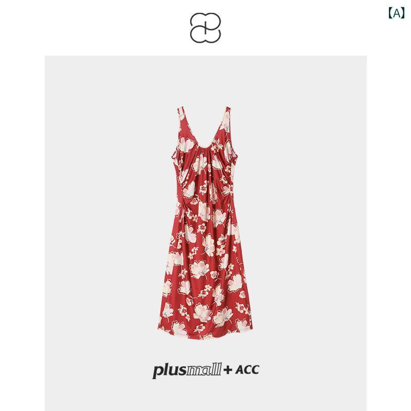 ワンピース レディース 春夏 レトロ 花柄 プリント プリーツ エレガント ショートスリーブ スリム シルエット ロング丈