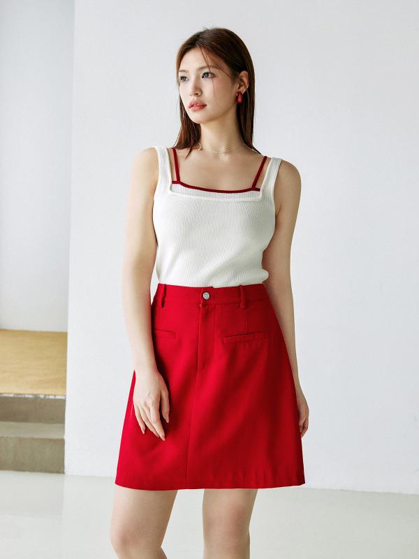 タンクトップ レディース おしゃれ 配色 リブ スリム 着やせ 春夏 シンプル オシャレ