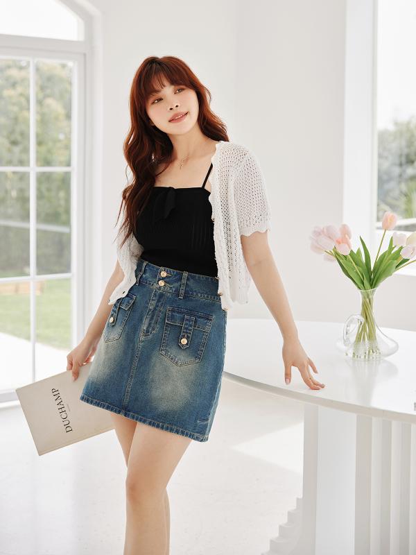 スカート デニム アメリカ風 ストリート レトロ ポケット 夏 レディース カジュアル