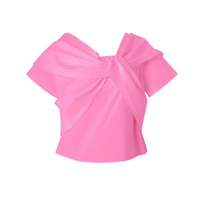 セットアップ レディース ピンク 異ミックス トップス フレアスカート 錦綿 弾力 府綢 春夏 韓国