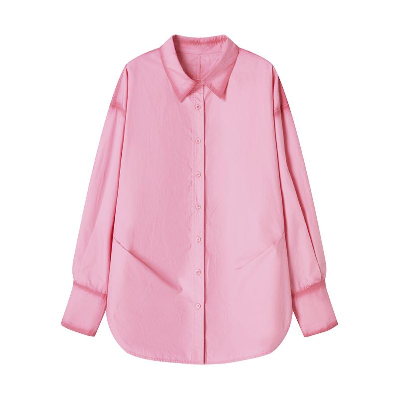 シャツ レディース おしゃれ 長袖 ショートパンツ セットアップ ピンク ストリート系 カジュアル かわいい コットン 春夏