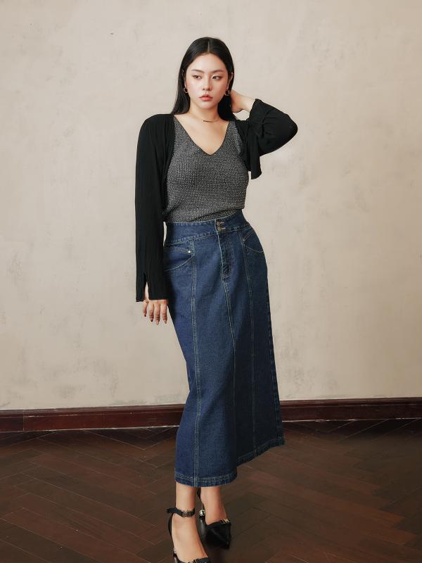 スカート レディース 綿 不規則 Aライン ストレート 体型カバー カジュアル デニム 春夏