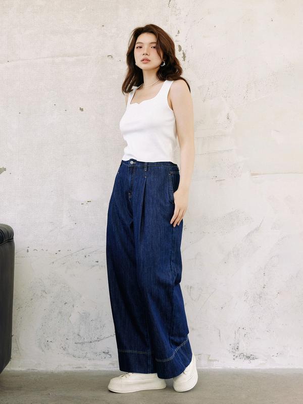 Flare Jeans - パンツ レディース おしゃれ 大人 デニム ワイドパンツ レディース おしゃれ 大人 水洗 柔らかい 脚長効果 配色ステッチ カジュアル 春夏