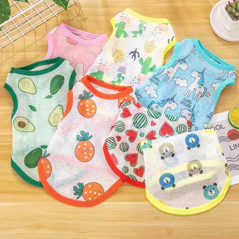 犬 夏服 薄手 通気性 透け 袖なし ノースリーブ 小型 ポメラニアン ビションフリーゼ ペット 猫 抜け毛 汚れ 防止 柔らかい かわいい カジュアル くま いちご ハチ