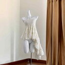 アシンメトリー スカート レイヤード 2way チューブトップ レディース 柔らかい ヤング おしゃれ 小さめ 夏 フリル ハイウエスト 白 黒 普段使い 撮影
