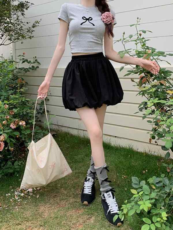 バルーンショートパンツ レディース カボチャ 柔らかい ヤング おしゃれ ハイウエスト スリム 夏 Aライン ゴム 伸縮性 シンプル 普段使い レジャー 白 黒