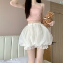 バルーンショートパンツ レディース カボチャ 柔らかい ヤング かわいい デート 普段使い ふんわり 夏 ハイウエスト スリム Aライン カジュアル インナー シアー ガーリー 大きいサイズ 白