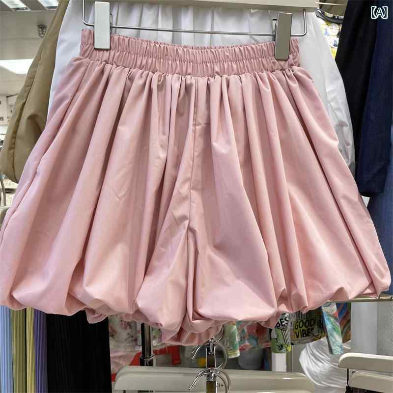 Other - バルーンショートパンツ レディース カボチャ 柔らかい ヤング おしゃれ 夏 ピンク カーキ 白 カジュアル ハイウエストゴム シンプル 伸縮性 普段使い
