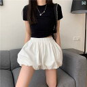 バルーンショートパンツ レディース カボチャ 柔らかい ヤング おしゃれ 白 大きいサイズ スカート 夏 ハイウエスト ルーズ カジュアル ワイドレッグ 普段使い シンプル 伸縮性
