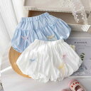 かぼちゃパンツ キッズ 女の子 ブルマ 韓国 春夏 ウエストゴム ショート 通気 かわいい カジュアル シンプル リボン ドット チェック柄 白 青 アプリコッ...