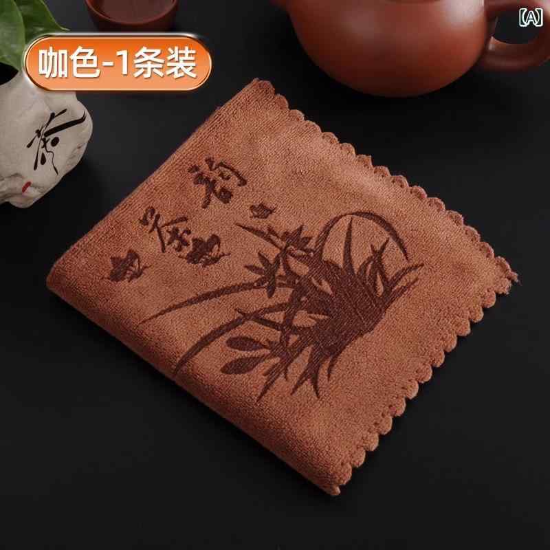 茶巾 禅 長スクエア 厚手 吸水性 布巾 点前布 クロス タオル テーブルマット キッチン用品 雑貨 小物 シンプル おしゃれ グレー ブラウン 漢字