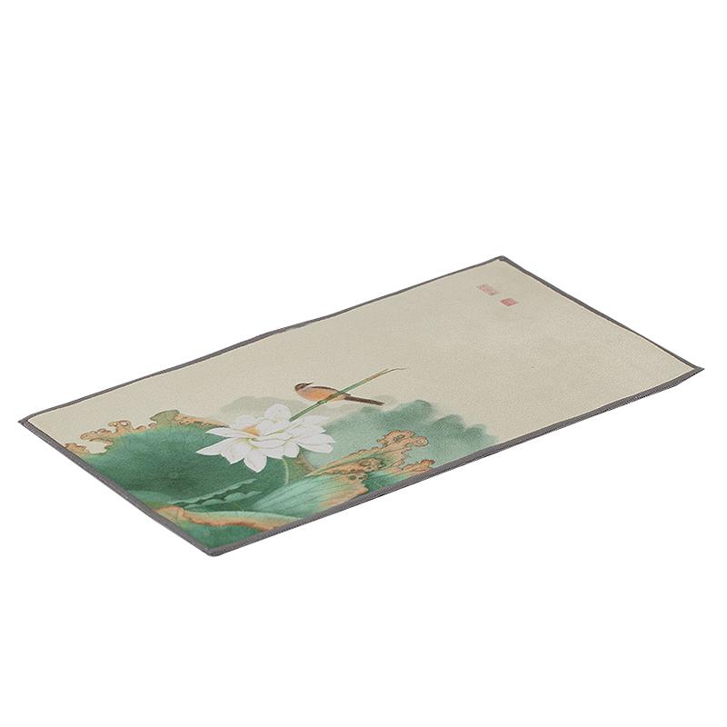 茶巾 禅 中国風 長スクエア 厚手 吸水性 布巾 点前布 クロス タオル マット キッチン用品 雑貨 小物 シンプル エレガント おしゃれ 蓮 梅 柿