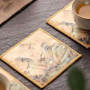 コースター 中国風 厚手 吸水性 茶托 カップ クロス ティーマット タオル キッチン用品 茶道具 雑貨 小物 シンプル エレガント 千里江山