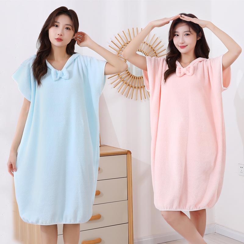 パジャマ レディース ルームウェア リラクゼーション ウェア おしゃれ プルオーバー 半袖 長袖 フード 自宅 夏 夜 ゆったり 柔らかい バスローブ ナイトガウン 速乾 吸水 ポケット 無地 シンプル ピンク 青 茶色
