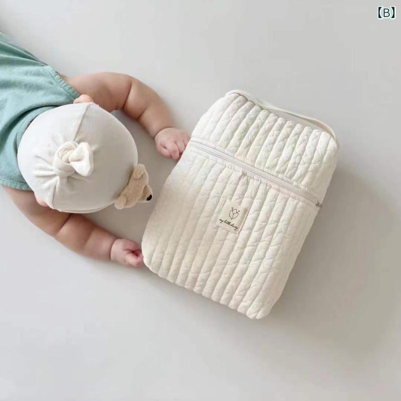 おむつポーチ 吊り下げ 韓国 キルティング 綿 刺繍 マザーズバッグ 収納 ジッパー ...