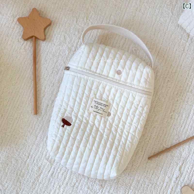 おむつポーチ 吊り下げ 韓国 キルティング 綿 刺繍 マザーズバッグ 収納 ジッパー ...