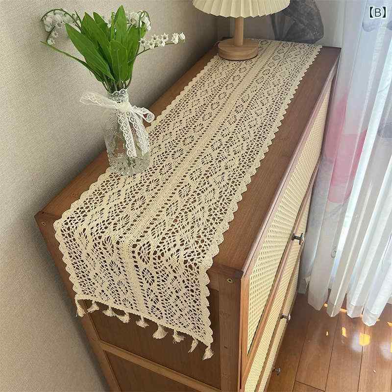 テーブルランナー レース アメリカン レトロ 綿 ダイニング 家庭用 テレビ台カバー 大きめ ロング 装飾 タッセル 水切り籠 シンプル おしゃれ