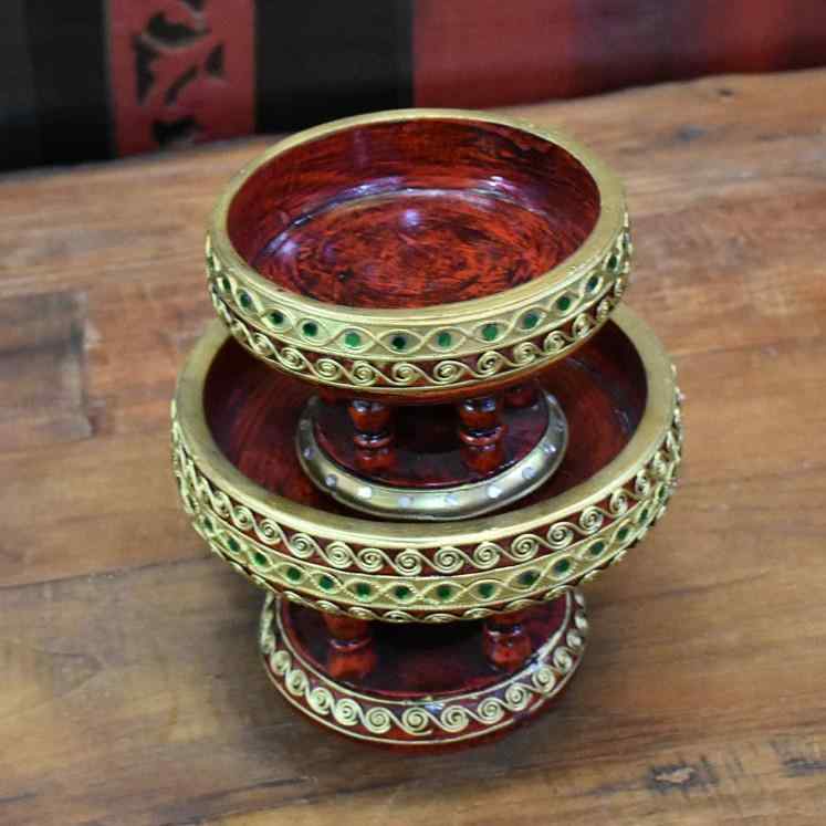 木彫り アジアン エスニック アンティーク調 工芸品 彫刻 カントークテーブル 台座 フルーツプレート ..