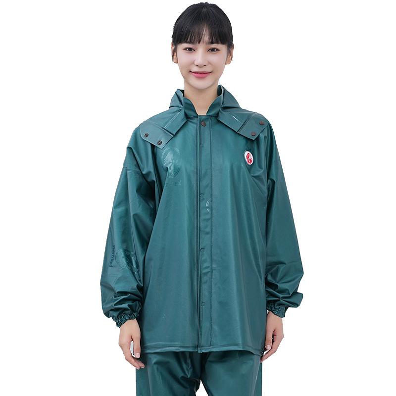 カッパ 上下セット ズボン 防水 自転車 バイク 防風 レインコート 耐久性 柔らかい シンプル 伸縮性 厚手 PVC ジッパー ボタン 男女兼用 緑 茶 青