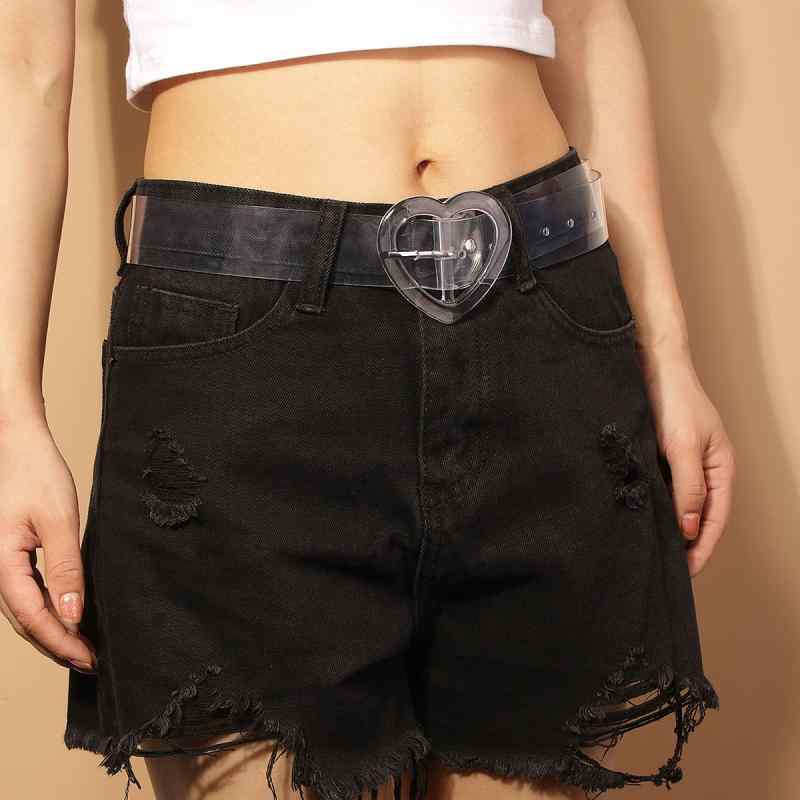 ベルト レディース 赤 透明 クリア pvc ハートバックル カジュアル デニム合わせ 派手