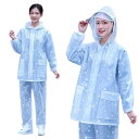 カッパ 上下セット ズボン 防水 自転車 バイク 防風 レディース ポケット レインコート 全身 大人 ロング フード 厚手 雪の結晶 ドット 白 赤 紫 大き...