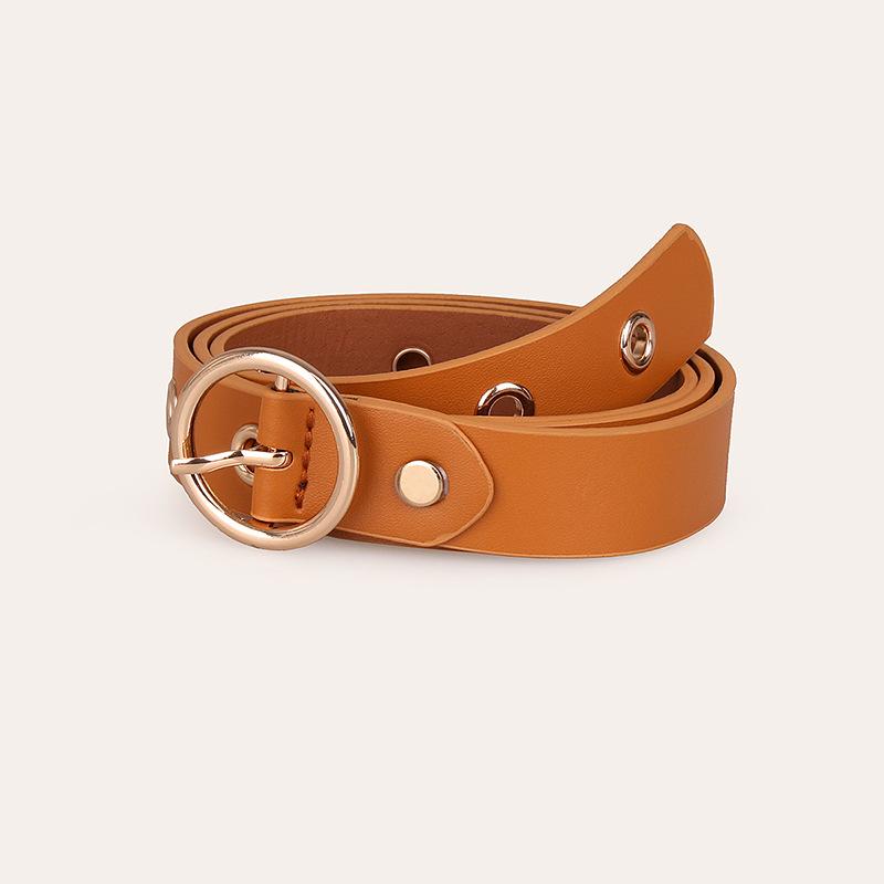 ベルト レディース 穴無し シンプル 韓国 オルチャン 黒 装飾 カジュアル 合わせやすい