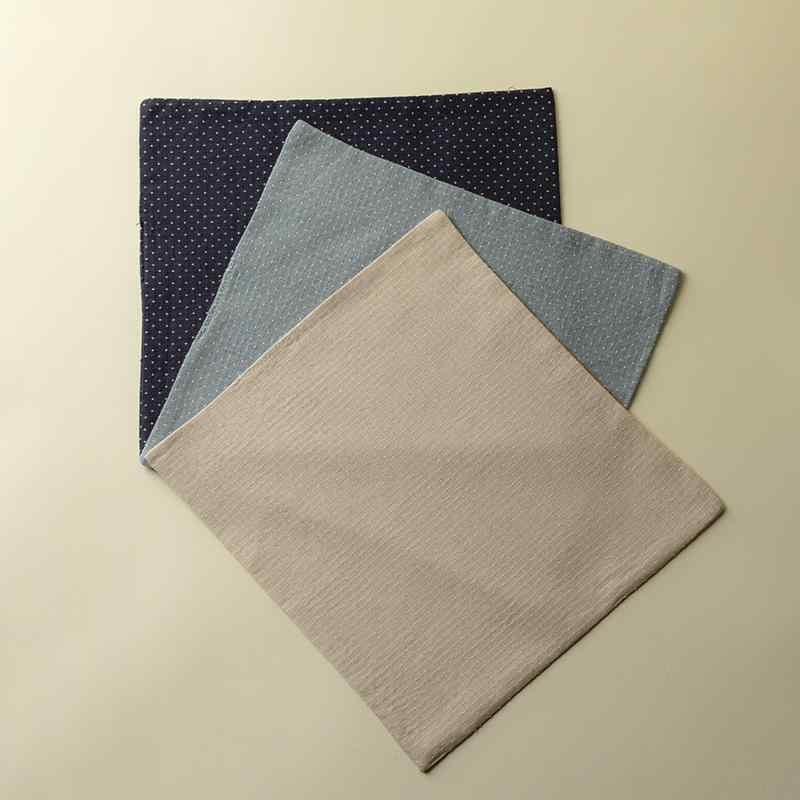 ティーマット リネン 麻 綿 吸水性 厚手 断熱 小さめ スクエア 家庭用 ダイニング レストラン ホテル シンプル おしゃれ ドット柄 無地 アイボリー 青