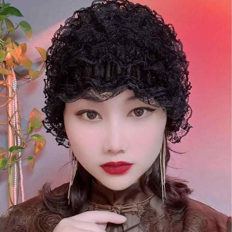 レース 帽子 レディース キャップ 春夏 ポリエステル フリル つばなし 白髪隠し 旅行 おしゃれ エレガ..