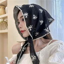 大人 バブーシュカ レディース ヘッドアクセサリー スカーフ 韓国 春夏 綿 麻 刺繍 レース 薄手 日焼け防止 三角巾 おしゃれ 花柄 ペイズリー 黒 ベージュ カーキ プレゼント