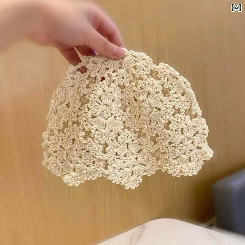 ニット帽 レディース キャップ 透かし編み 大きめ 薄手 白髪隠し エスニック おしゃれ ベージュ 黒 カ..