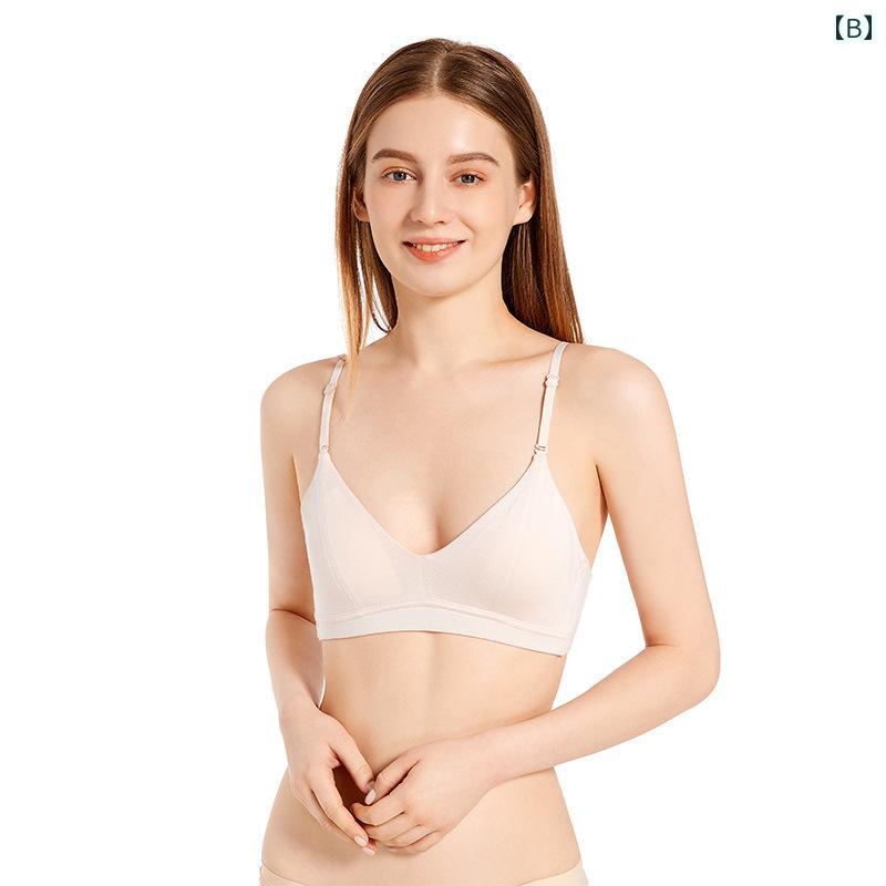 ブラジャー レディース 下着 夏 白 ノンワイヤー 三角カップ 薄手 シームレス 小胸 平胸 対応