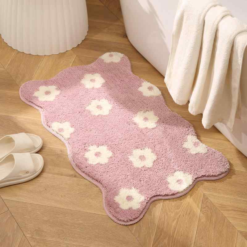 Carpet - バスマット 速乾 洗える 洗濯機 韓国 滑り止め 吸水 ふわふわ ソフト ウェーブ 家庭 足拭き トイレ 玄関 おしゃれ カジュアル 花柄