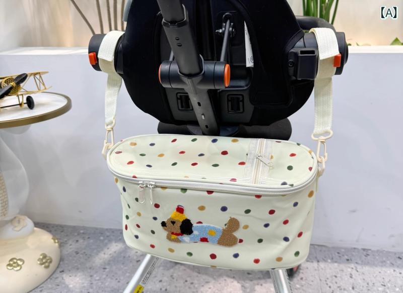 ベビーカー用バッグ 吊り下げ アクセサリー ハンギング カバン ポーチ 携帯 収納袋 衣類 おむつ 哺乳瓶 大容量 出産祝い プレゼント シンプル かわいい 黒 ベージュ 犬 クッキー クマ柄