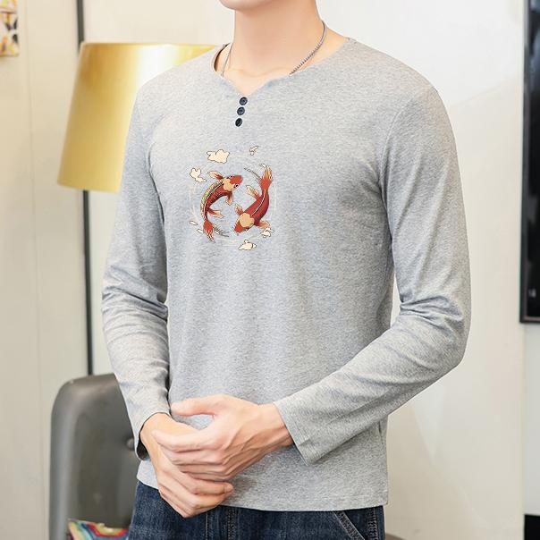 楽天フロントップ楽天市場店Tシャツ メンズ おしゃれ 韓国 ロング丈 長袖 ロンT Vネック スリム シンプル 秋