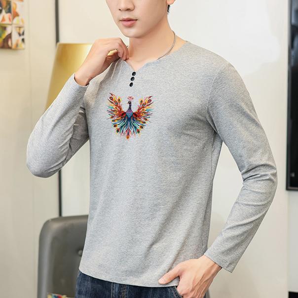 楽天フロントップ楽天市場店Tシャツ メンズ おしゃれ 長袖 ロンT Vネック 韓国 秋 トップス カジュアル スリムフィット ミディアム