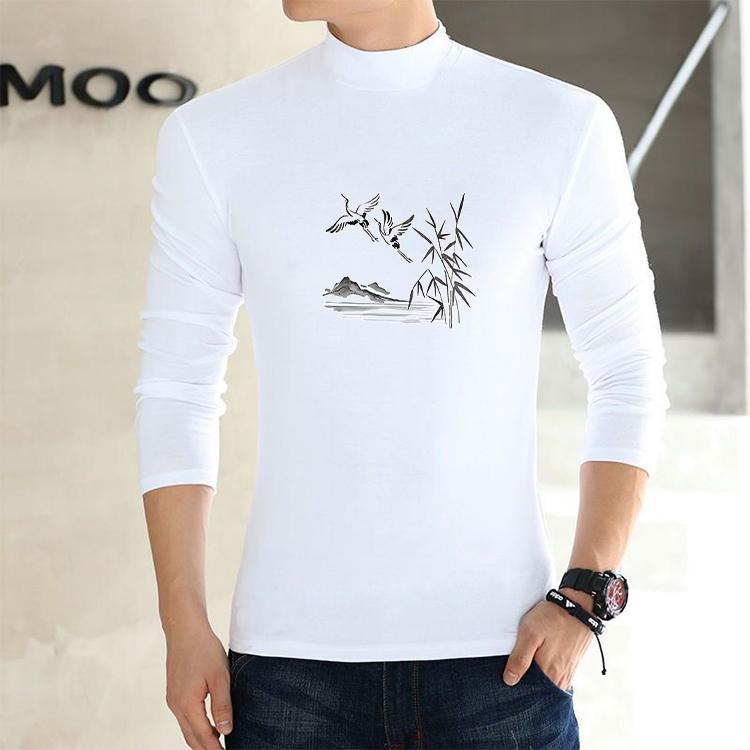 Tシャツ メンズ おしゃれ 長袖 ロンT スリム 韓国 ハーフハイネック トップス 秋 春秋冬