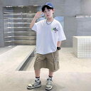 セットアップ 男の子 キッズ おしゃれ 夏 半袖 カジュアル シンプル ストリート ジュニア 涼しい 快適 かっこいい ゆったり 大きめサイズ