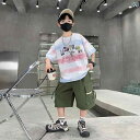 セットアップ 男の子 キッズ おしゃれ 夏 半袖 カジュアル 夏 柄 クール シンプル ボーイズ コーデ 上下組 合わせやすい